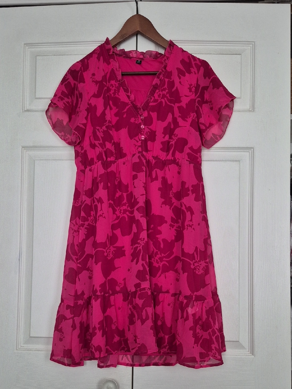 SHEIN Pink Floral Midi Dress